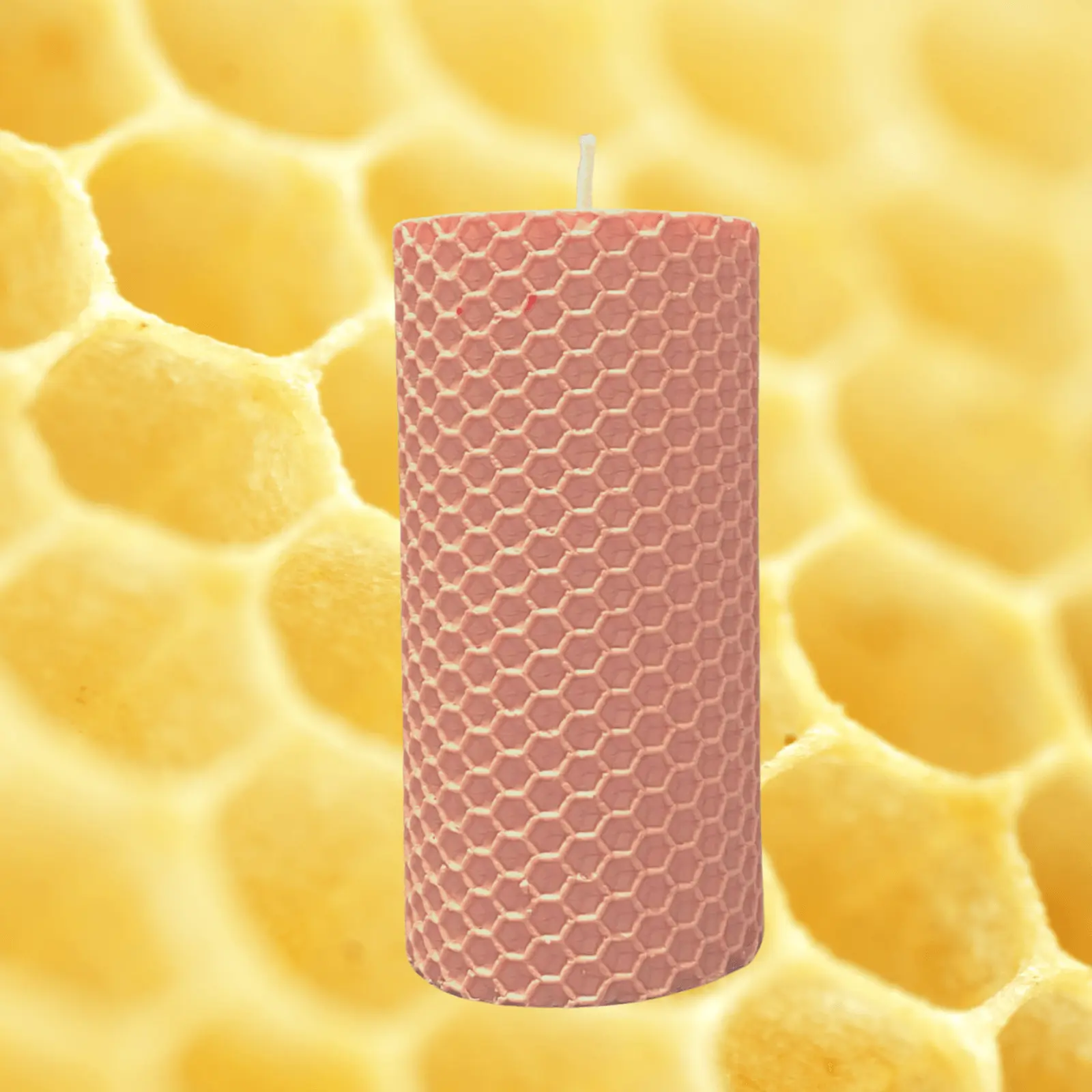 Lumanare Marturie din Ceara de Albine naturala tip fagure colorat - Roz pudra [1]