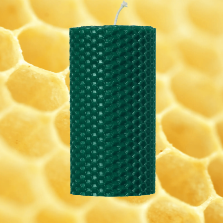 Lumanare Marturie din Ceara de Albine naturala tip fagure colorat - Verde inchis [3]