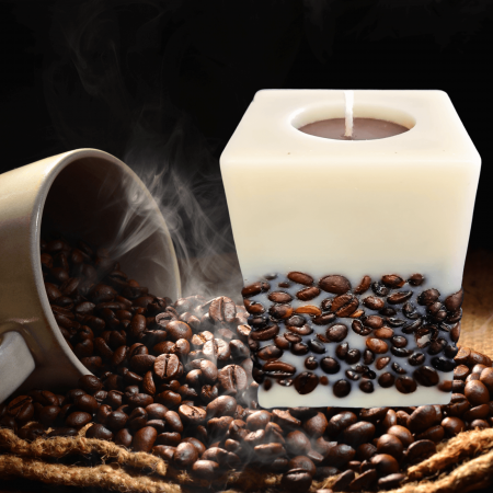 Lumânări Parfumate - Lumânarea Artizanală Pătrată cu Boabe de Cafea