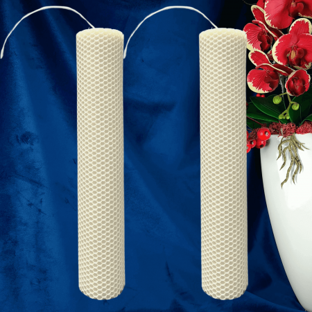Set 2 Lumanari naturale fagure din Ceara de Albine colorata Ivory [2]