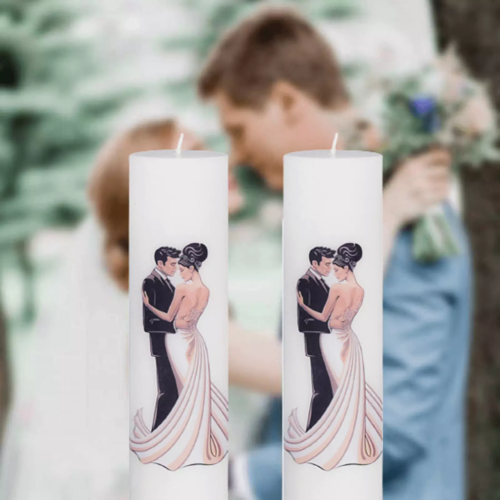 Lumânări Nuntă simple - Set 2 Lumanari Nunta Miri Dansand