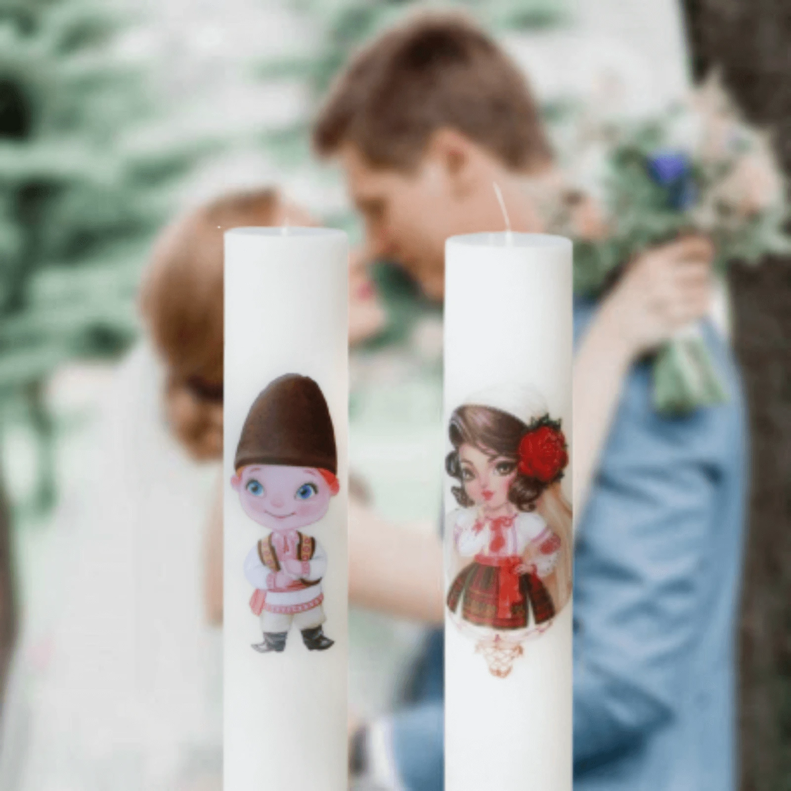 Lumânări Nuntă simple - Set 2 Lumanari Nunta model Traditional