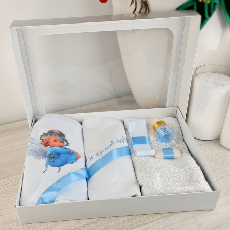 Trusou pentru botez imprimat cu ingeras albastru [1]