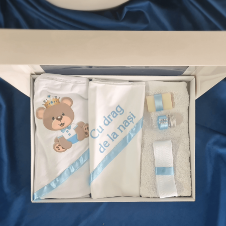 Trusouri si Lumânări decorate Botez - Trusou pentru botez imprimat cu Ursuleț Bleo