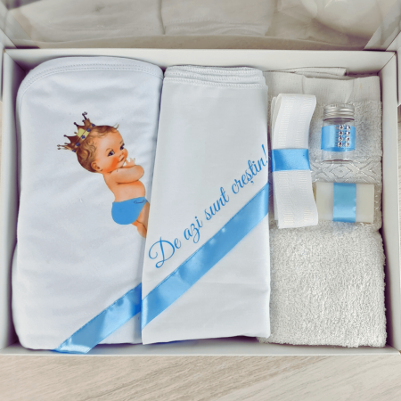 Trusouri si Lumânări decorate Botez - Trusou pentru botez imprimat cu Print cu bleo