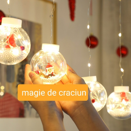 Craciun - Instalatie globuri Mos Craciun lumina calda