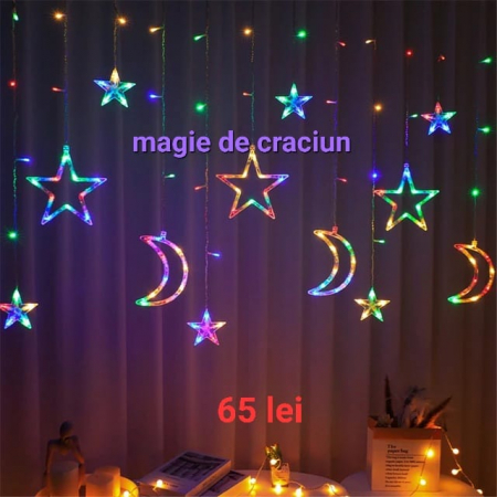 Craciun - Instalatie luna si stele multicolor