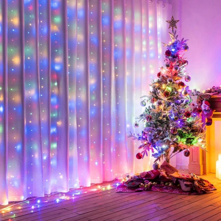 Craciun - instalatie perdea LED 3x3m multicolor 320 LED