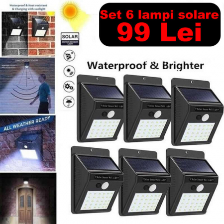 Iluminare - Pachet 6 Lampi solare cu senzor miscare - 30LED