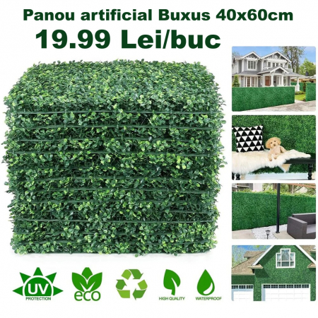 Panou Buxus artificial verde inchis 40x60 cm [1]