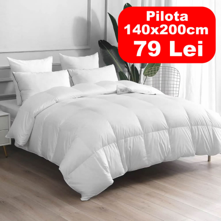 Casa si gradina - Pilotă Matlasată 140x200 cm, Umplută cu Puf Siliconizat 200g, Hipoalergenică, Moale, 4 Anotimpuri