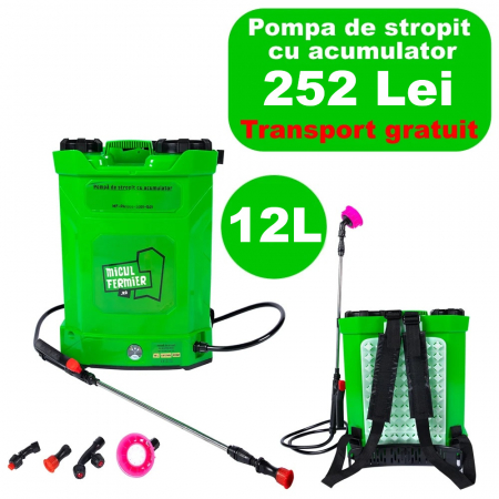 Pompe de stropit cu acumulator - Pompa de stropit cu acumulator, Micul Fermier 12L