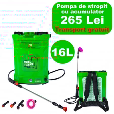 Pompe de stropit cu acumulator - Pompa de stropit cu acumulator, Micul Fermier 16L