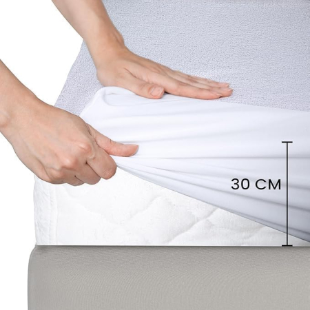 Protectie saltea frotir impermeabila 160×200 cm – alb [1]