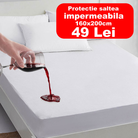 Casa si gradina - Protectie saltea frotir impermeabila 160×200 cm – alb