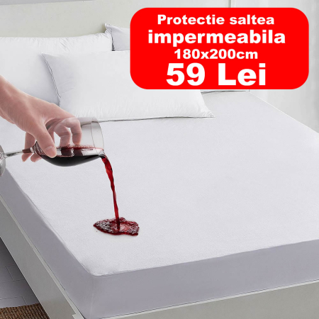 Casa si gradina - Protectie saltea frotir impermeabila 180×200 cm – alb