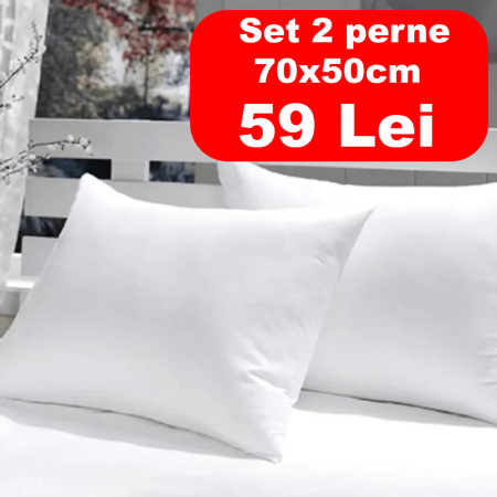 Casa si gradina - Set 2 Perne 50x70 cm, umplute cu puf siliconizat 600Gr, moale și confortabil