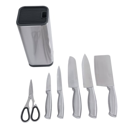 Set cutite - Set 6 buc.+ suport , 5 cutite pentru bucatarie+foarfeca, 20.50, 24, 29.50, 29.50 si 31 cm