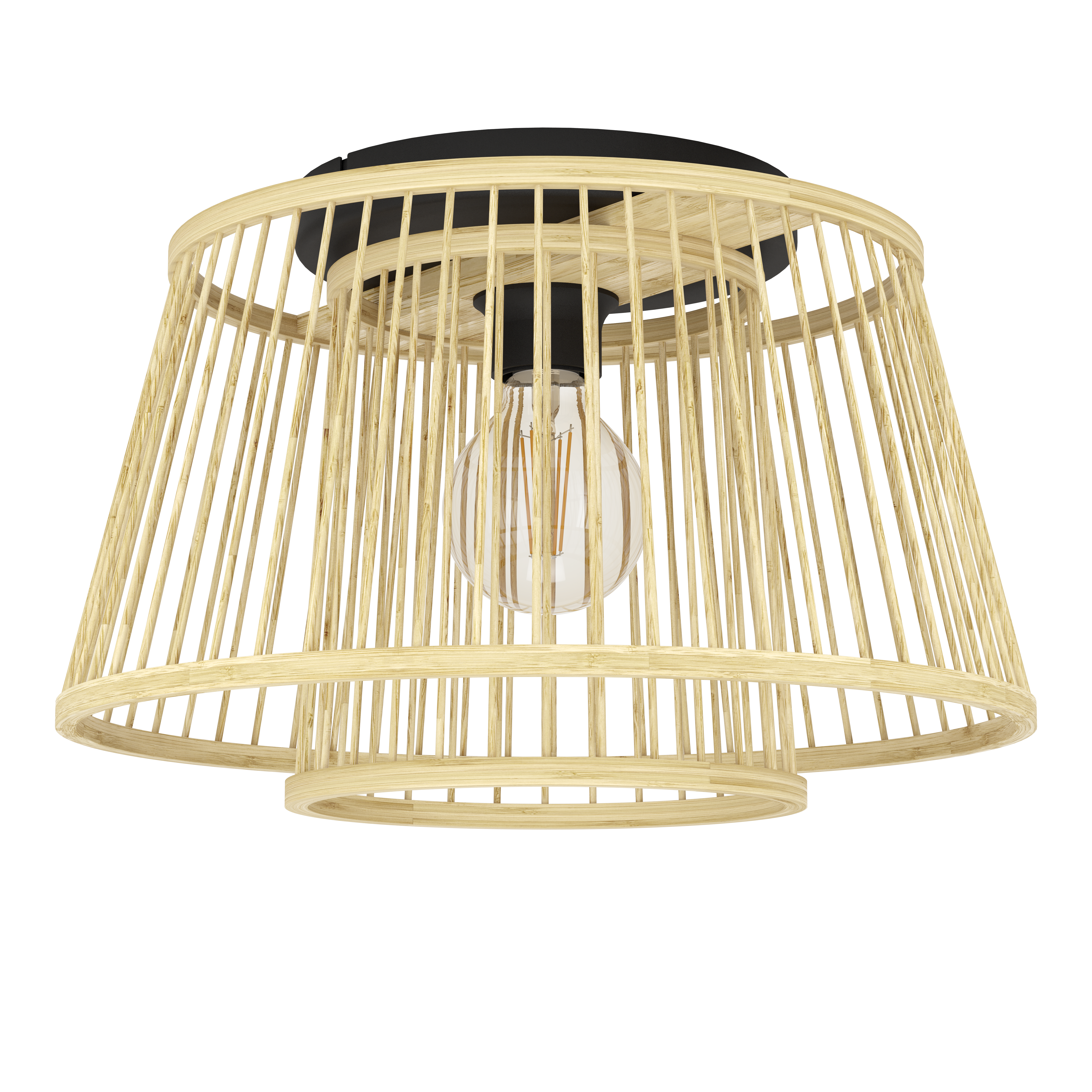 EGLO INTERIOR - Plafoniera EGLO Hykeham E27 1x40W  lm Metal/Lemn Black IP20
