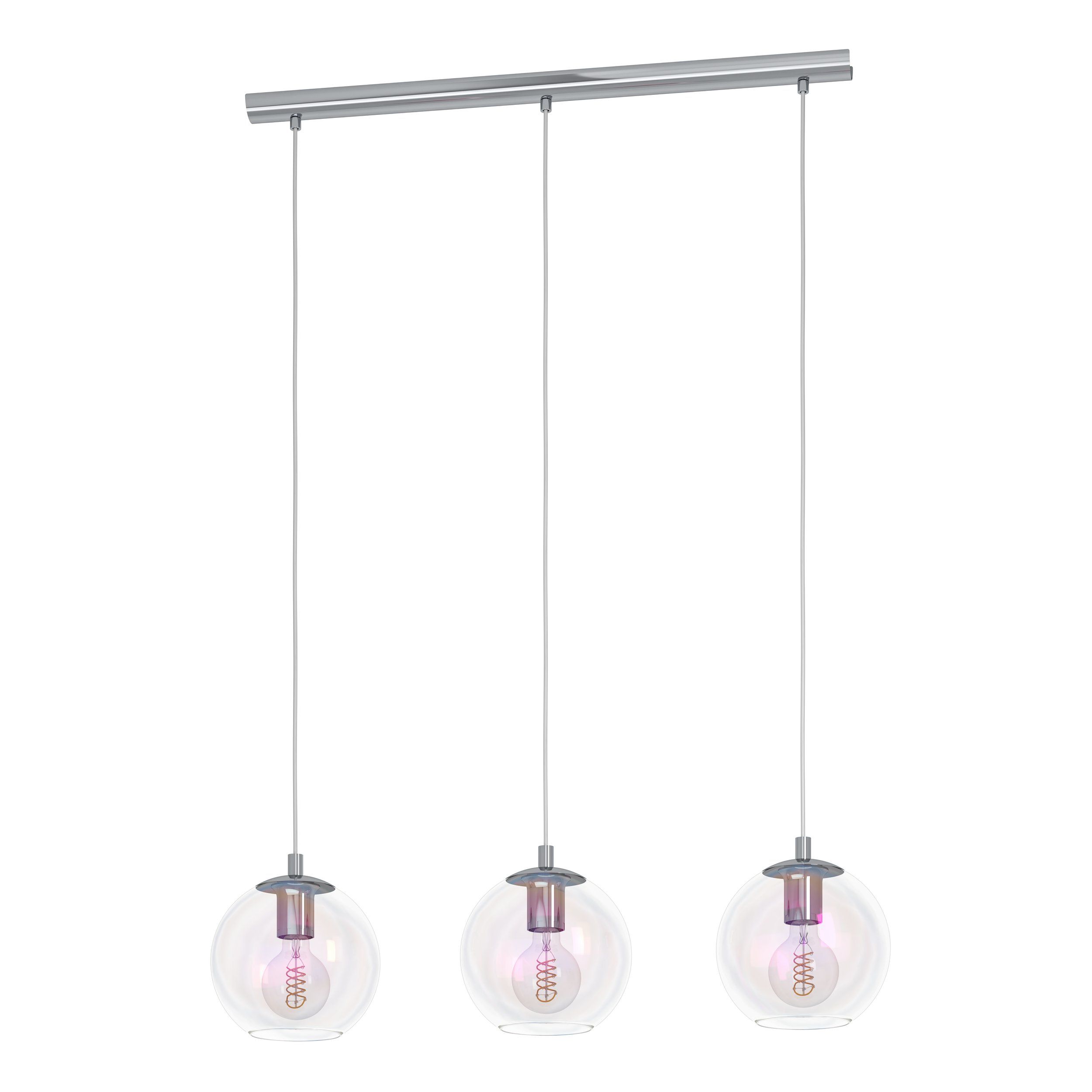 Lustre - Lustra EGLO Ariscani 2 901919 E27 3X60W 220-240V,50/60Hz L 765mm x l 165mm x H 1100mm otel crom sticla iridescent IP20