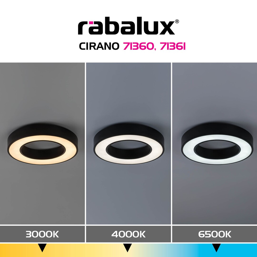 Plafoniera Rabalux Cirano LED 45W 2700lm 3000-6500 metal black stil modern 230V, 50Hz IP20 71361 [5]