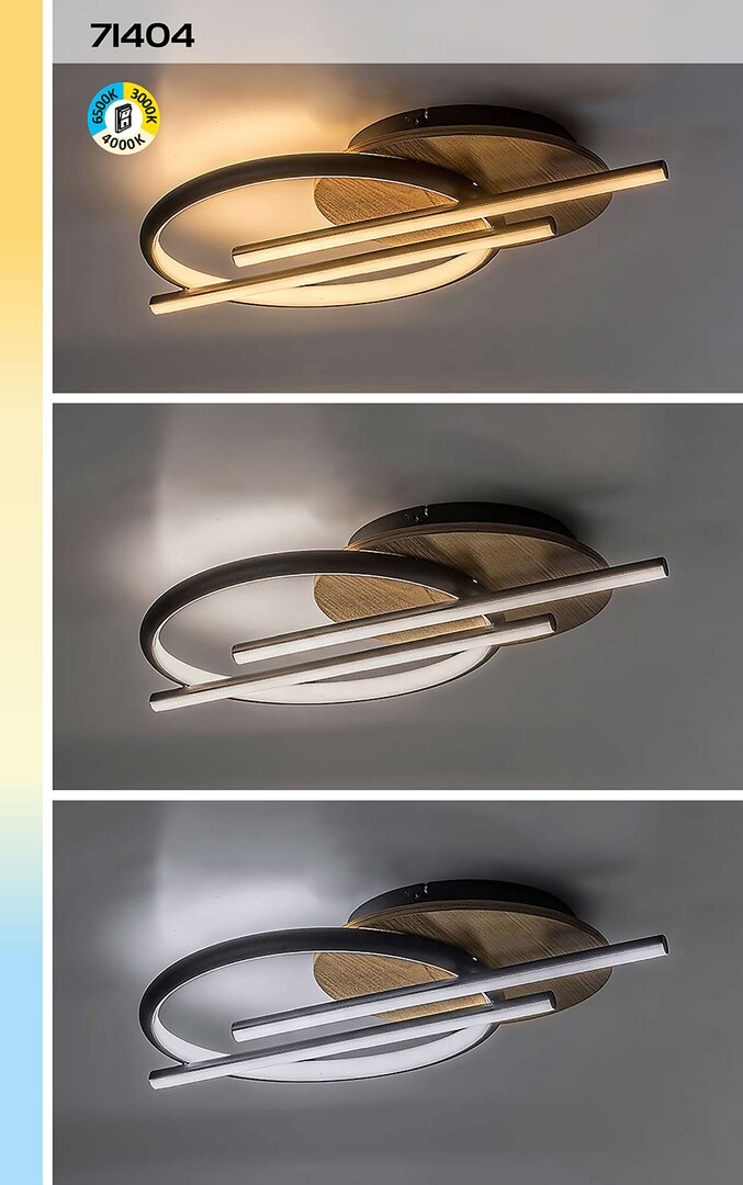 Plafoniera Rabalux Arash LED 40W 2200lm 3000, 4000, 6500 metal/ lemn black stil modern 230V, 50Hz IP20 71404 [7]