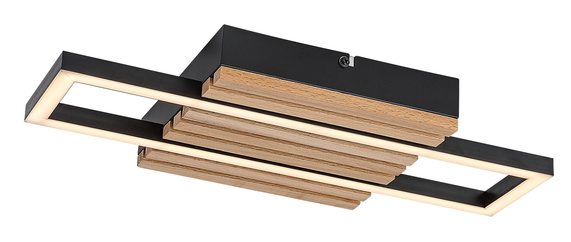 ILUMINAT - Plafoniera Rabalux Noxelle LED 12W 670lm 3000, 4500, 6000 metal/ lemn mat black wood stil scandinav 230V, 50Hz IP20 71455