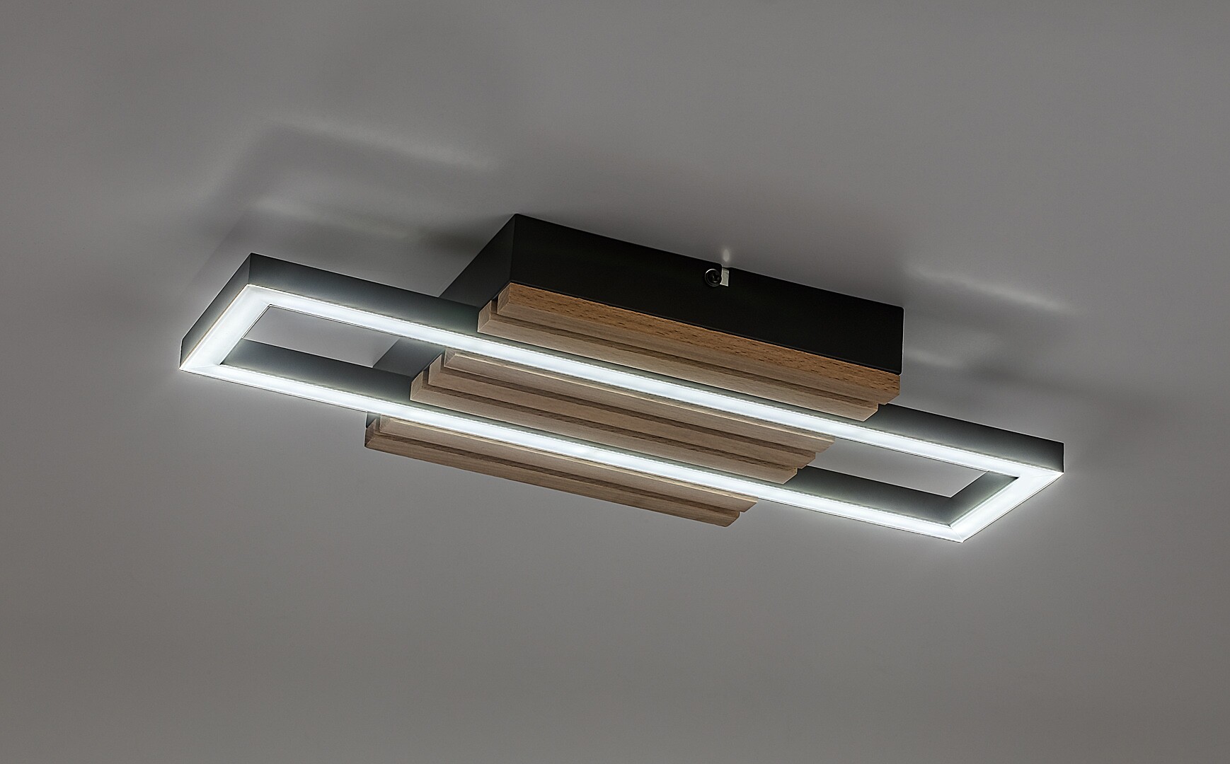 Plafoniera Rabalux Noxelle LED 12W 670lm 3000, 4500, 6000 metal/ lemn mat black wood stil scandinav 230V, 50Hz IP20 71455 [4]