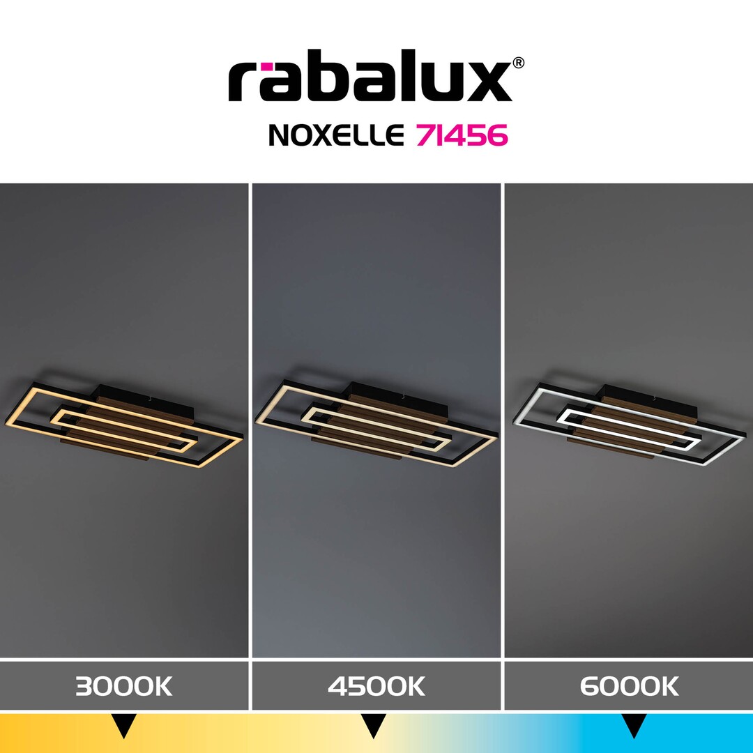 Plafoniera Rabalux Noxelle LED 28W 1580lm 3000, 4500, 6000 metal/ lemn mat black wood stil scandinav 230V, 50Hz IP20 71456 [7]