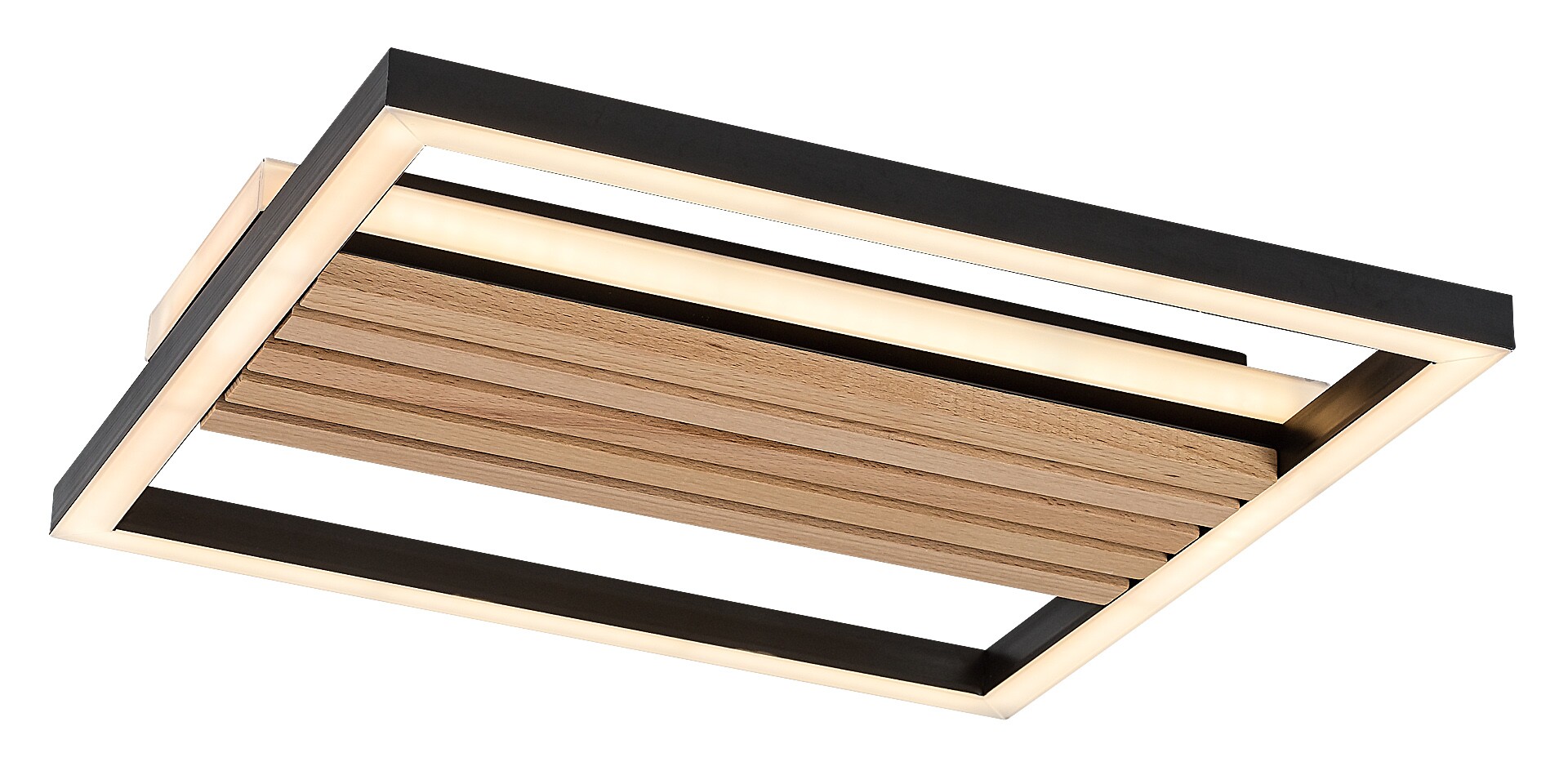 ILUMINAT - Plafoniera Rabalux Noxelle LED 26W 1360lm 3000, 4500, 6000 metal/ lemn mat black wood stil scandinav 230V, 50Hz IP20 71457