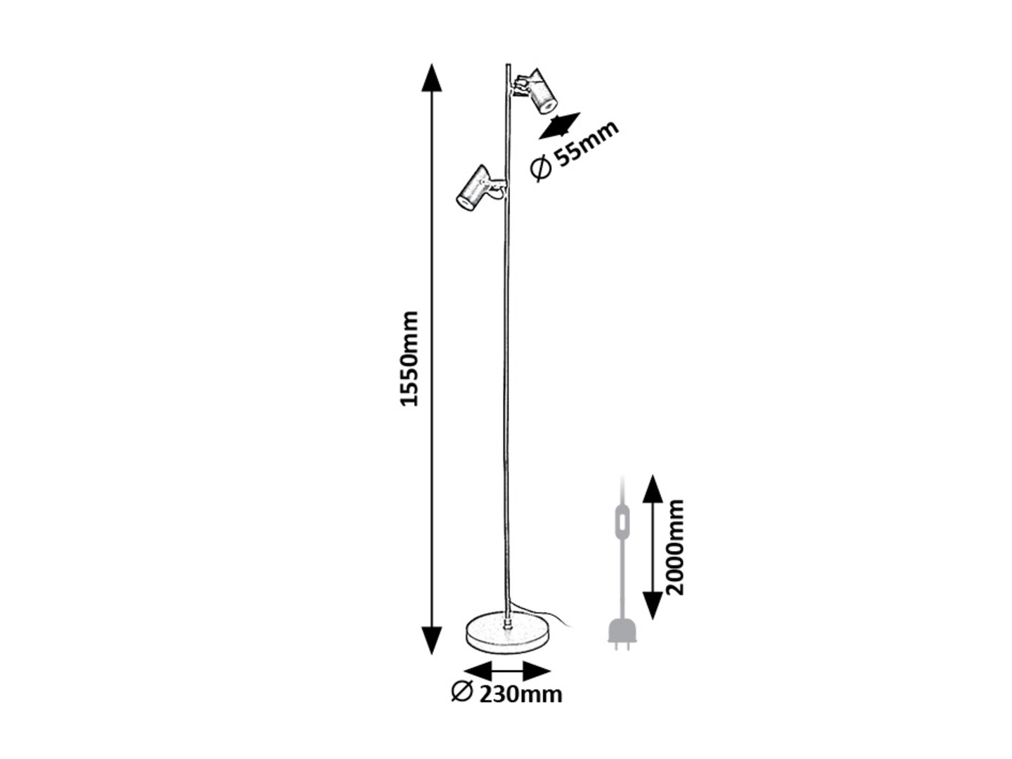 Lampadar Rabalux Maximilian GU10 GU10 2X MAX 10W   metal mat black stil industrial 230V, 50Hz IP20 73046 [5]