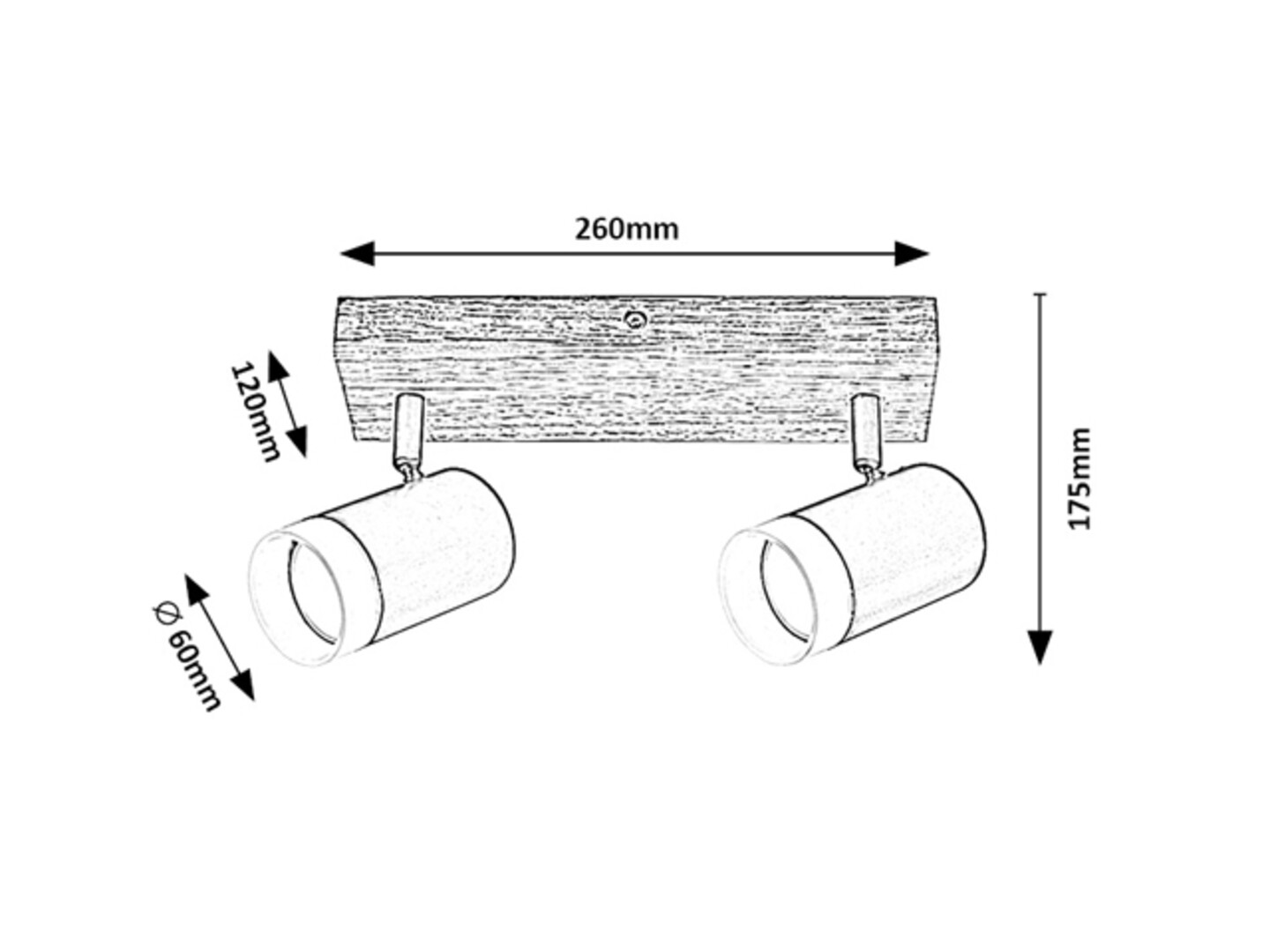 Plafoniera Rabalux Toras GU10 GU10 2X MAX 5W   lemn wood stil scandinav 230V, 50Hz IP20 73122 [5]