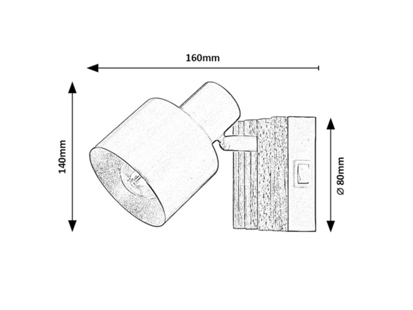 Aplica Rabalux Noxelle E14 E14 1X MAX 10W   metal/ lemn mat black wood stil scandinav 230V, 50Hz IP20 73420 [5]