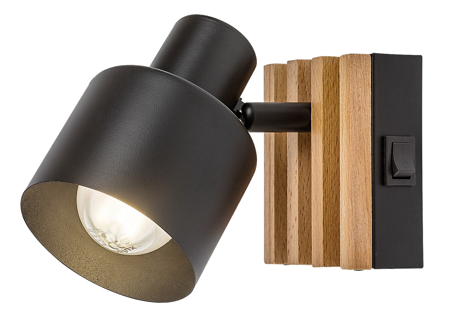 ILUMINAT - Aplica Rabalux Noxelle E14 E14 1X MAX 10W   metal/ lemn mat black wood stil scandinav 230V, 50Hz IP20 73420