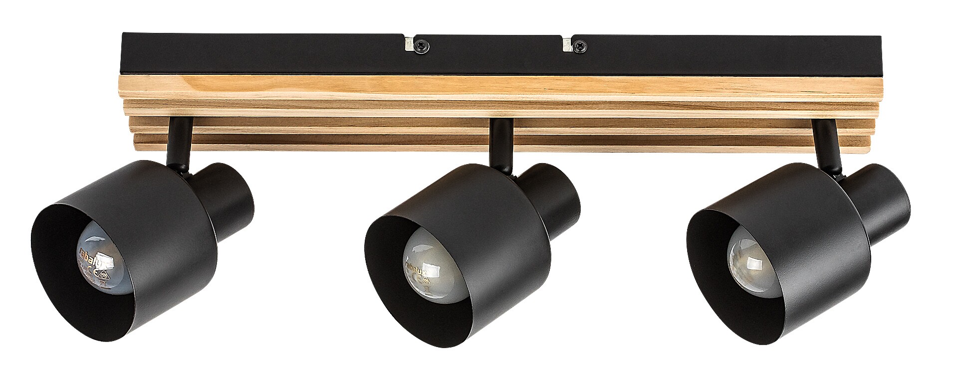 Plafoniera Rabalux Noxelle E14 E14 3X MAX 10W   metal/ lemn mat black wood stil scandinav 230V, 50Hz IP20 73422 [1]