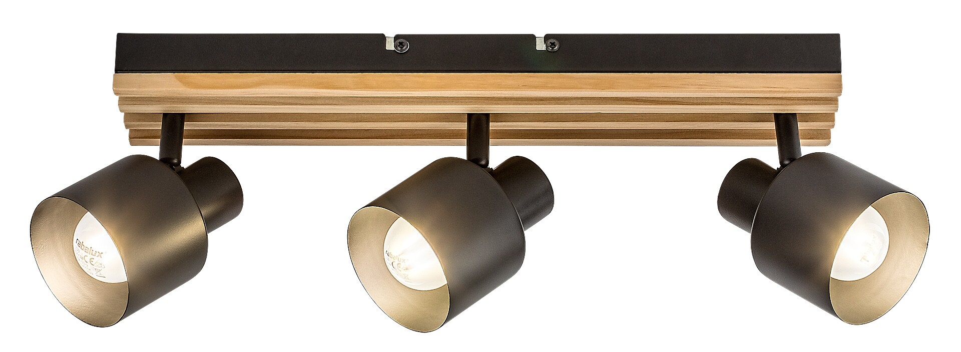 Plafoniera Rabalux Noxelle E14 E14 3X MAX 10W   metal/ lemn mat black wood stil scandinav 230V, 50Hz IP20 73422 [2]