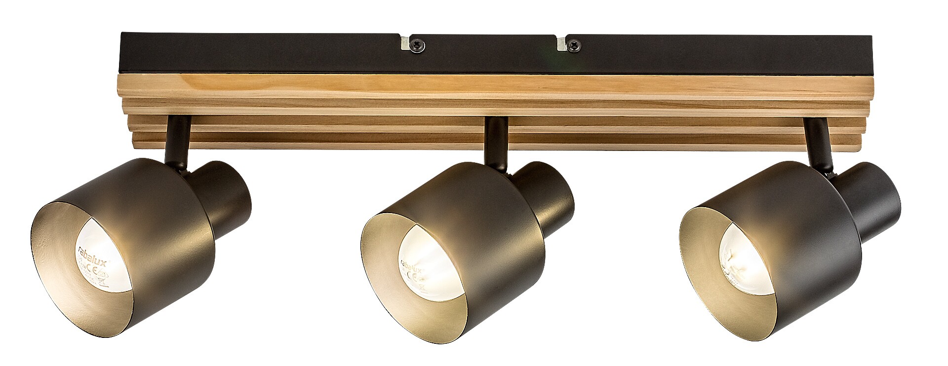 ILUMINAT - Plafoniera Rabalux Noxelle E14 E14 3X MAX 10W   metal/ lemn mat black wood stil scandinav 230V, 50Hz IP20 73422