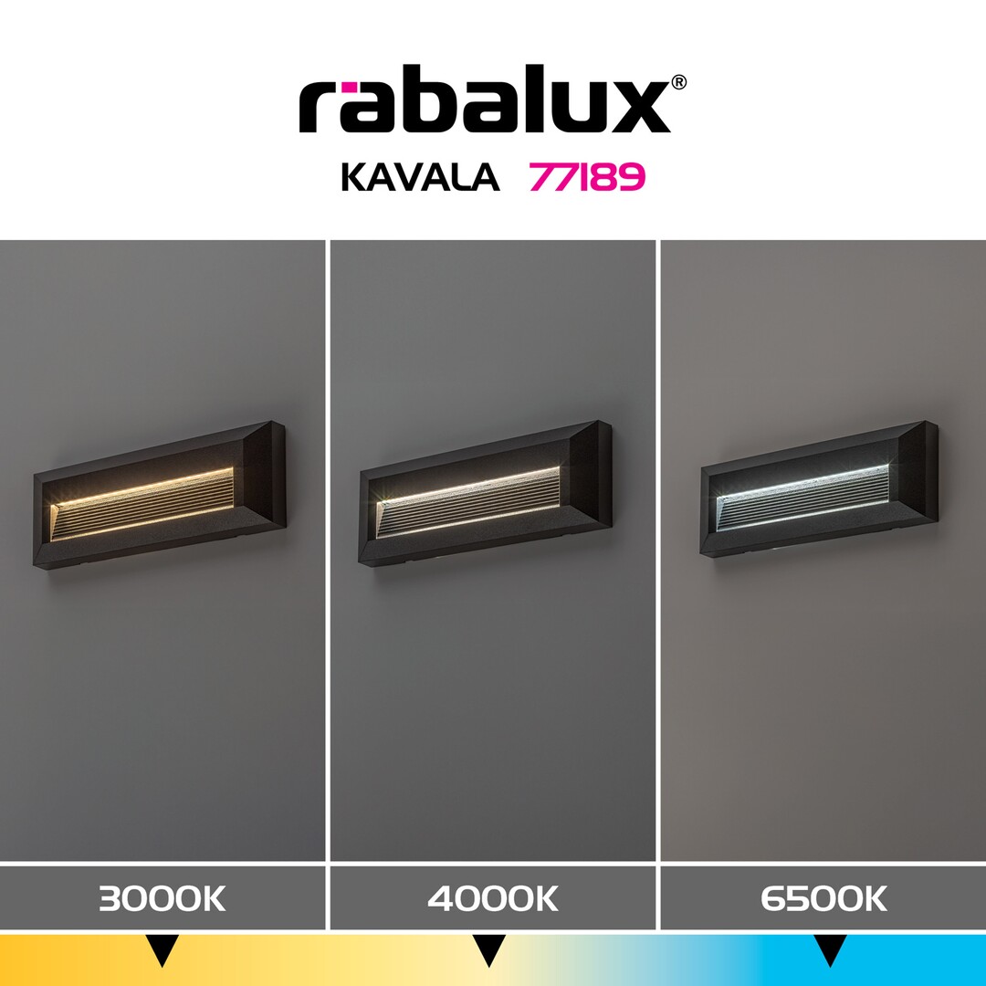 Aplica exterior Rabalux Kavala LED 6W 300lm 3000K, 4000K, 6500K plastic black stil modern 230V, 50Hz IP65 77189 [7]
