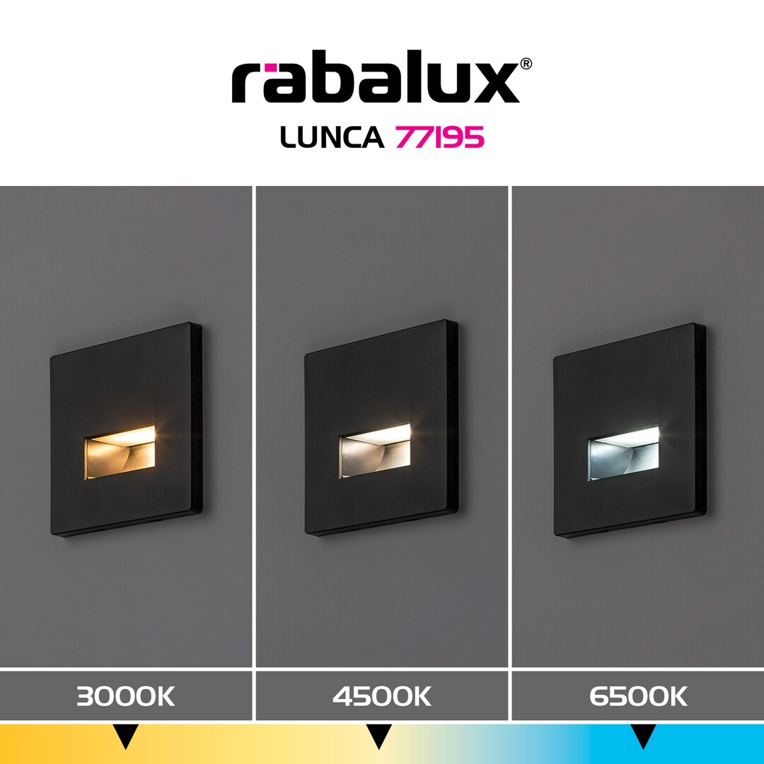Spot incastrat trepte Rabalux Lunca LED 1W 15lm 3000, 4500, 6500 plastic black stil minimal 230V, 50Hz IP20 77195 [7]