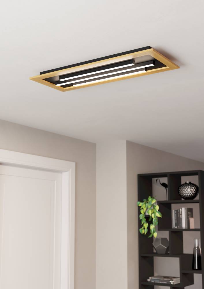 Plafoniera EGLO Tirrenara 900604 LED;LED 2X9,2W;1X13,7W 2700-6500K 2600;1800lm 220-240V,50/60Hz L 780mm x l 305mm x H 55mm otel/lemn negru/maro plastic alb IP20 [4]