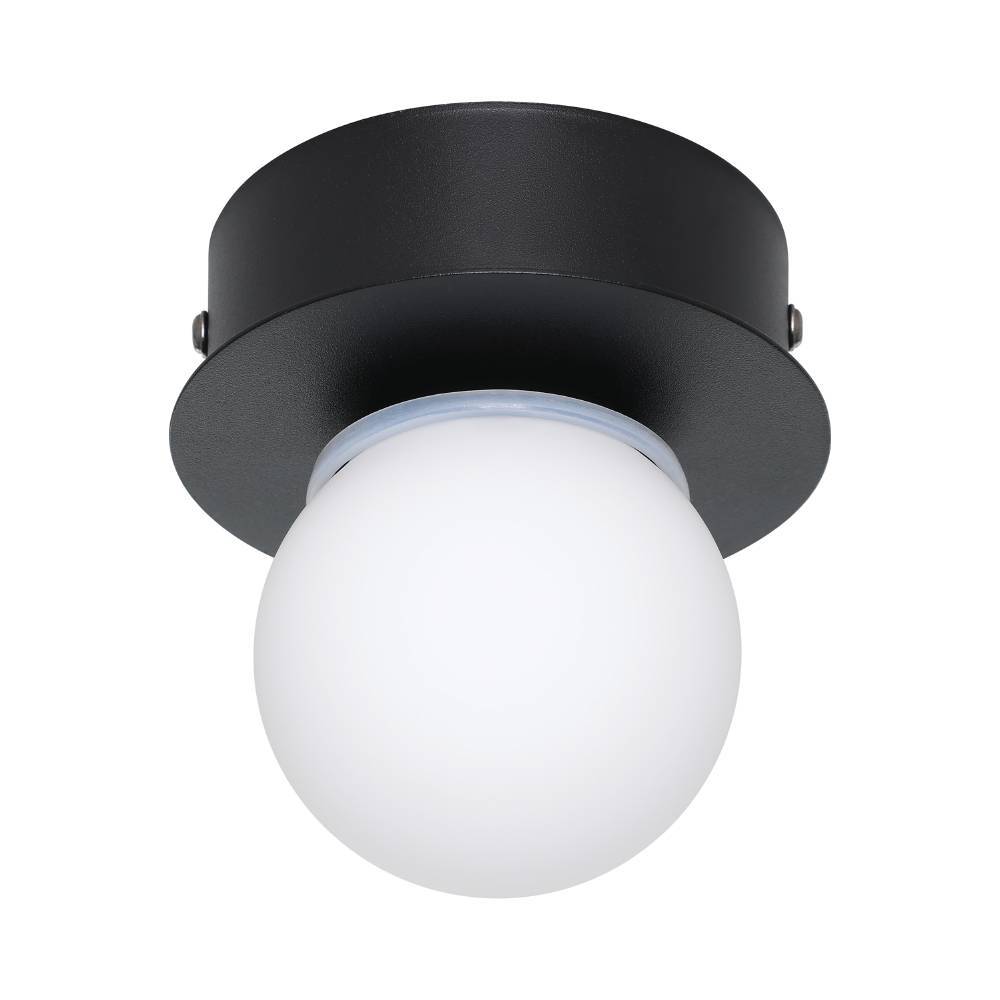 ILUMINAT - Aplica/Plafoniera EGLO Mosiano 900659 LED 1X3,3W 3000K 340lm 220-240V,50/60Hz H 115mm x Ø110mm otel negru sticla mat/opal alba IP44