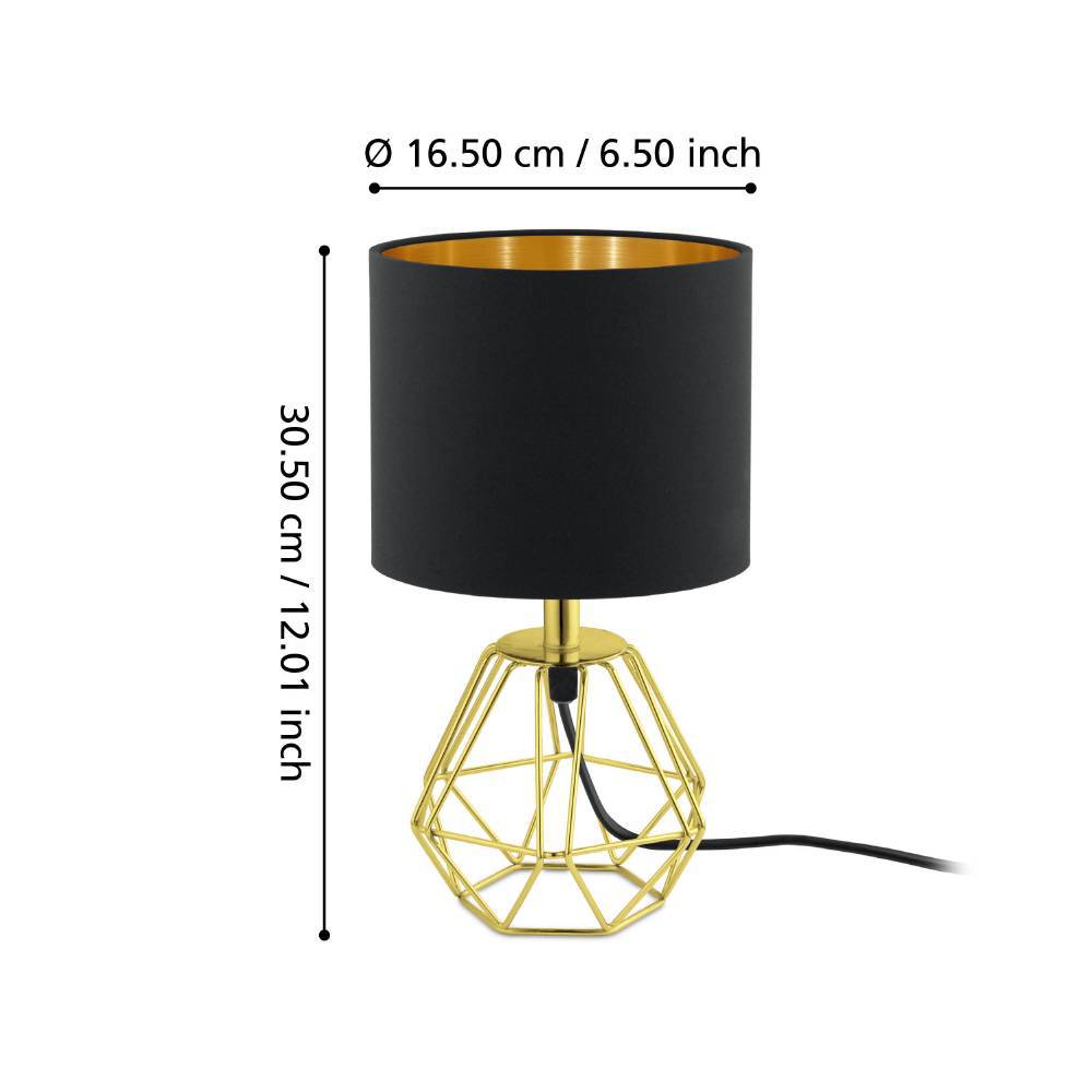 Veioza EGLO Carlton 2 95788 E14 1X60W 220-240V,50/60Hz H 305mm x Ø165mm otel alama tesatura negru/gold IP20 [2]