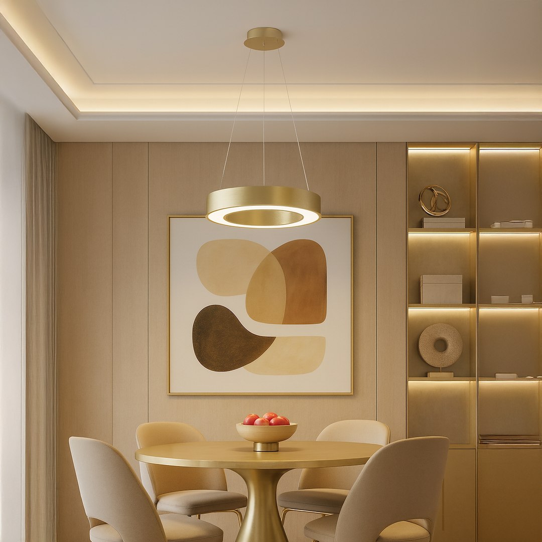 Pendul Milagro Union  40W "3000K:1760lm 
4000K:1956lm
6000K:1863lm" variabilă  3000K / 4000K / 6000K 230V/50Hz Gold Metal & Plastic IP20 [1]