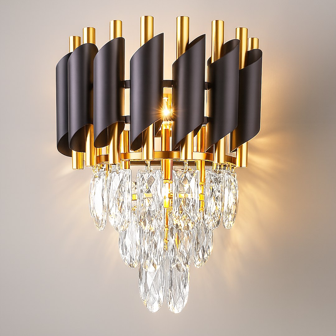 ILUMINAT - Aplica Milagro Cristal  2xE14 MAX 10W   230V/50Hz Black & Gold Plastic IP20