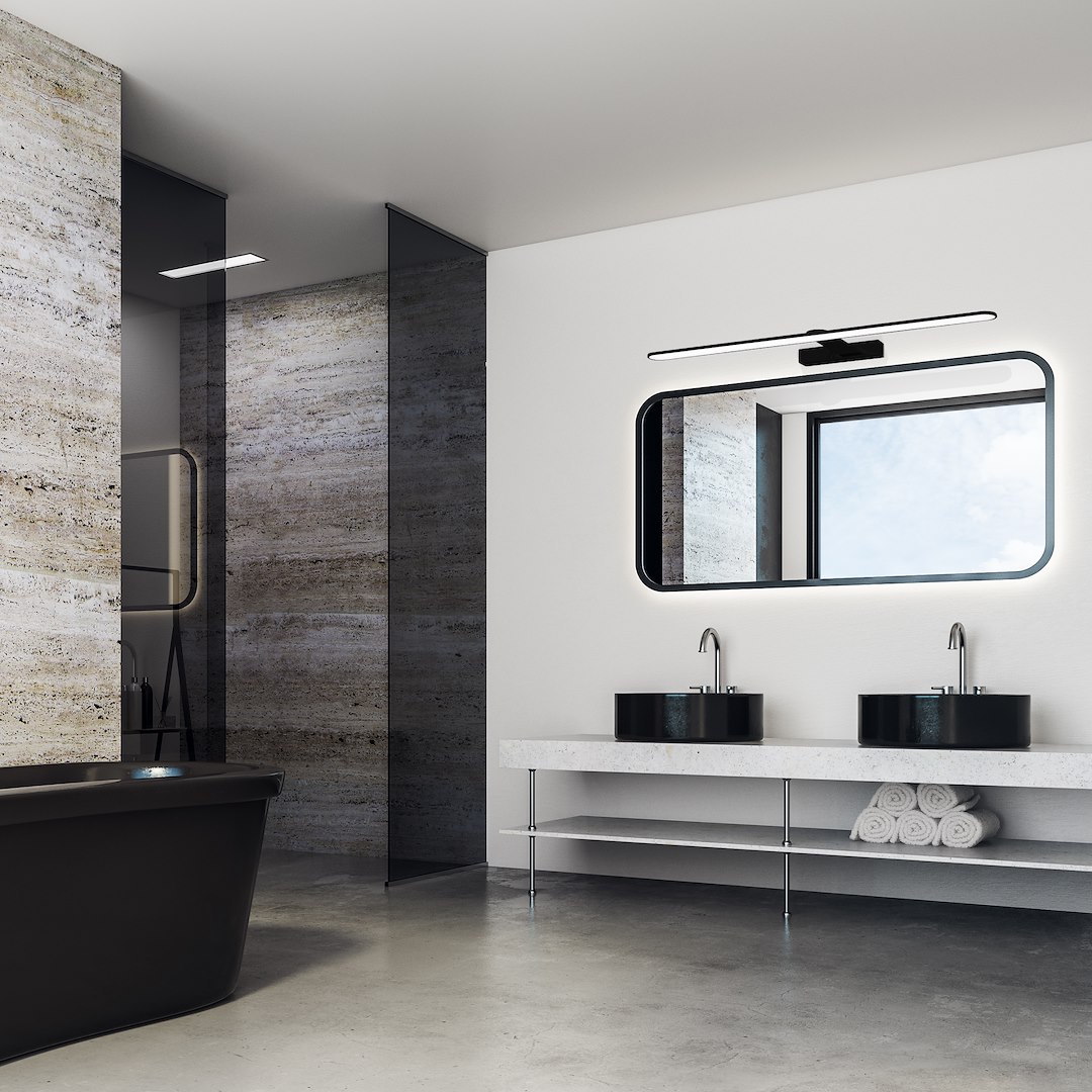 Aplica Milagro Splash LED 12W 840lm 4000K 230V Black Metal & Plastic IP44 [2]