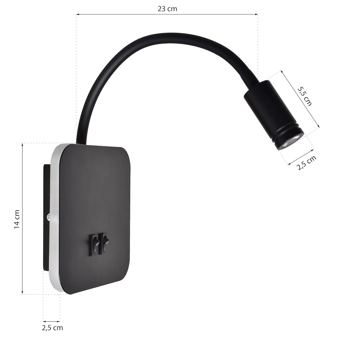 Aplica Milagro Base LED 8W.2W 630 lm 4000K 230V Black Metal & Acril IP20 [4]