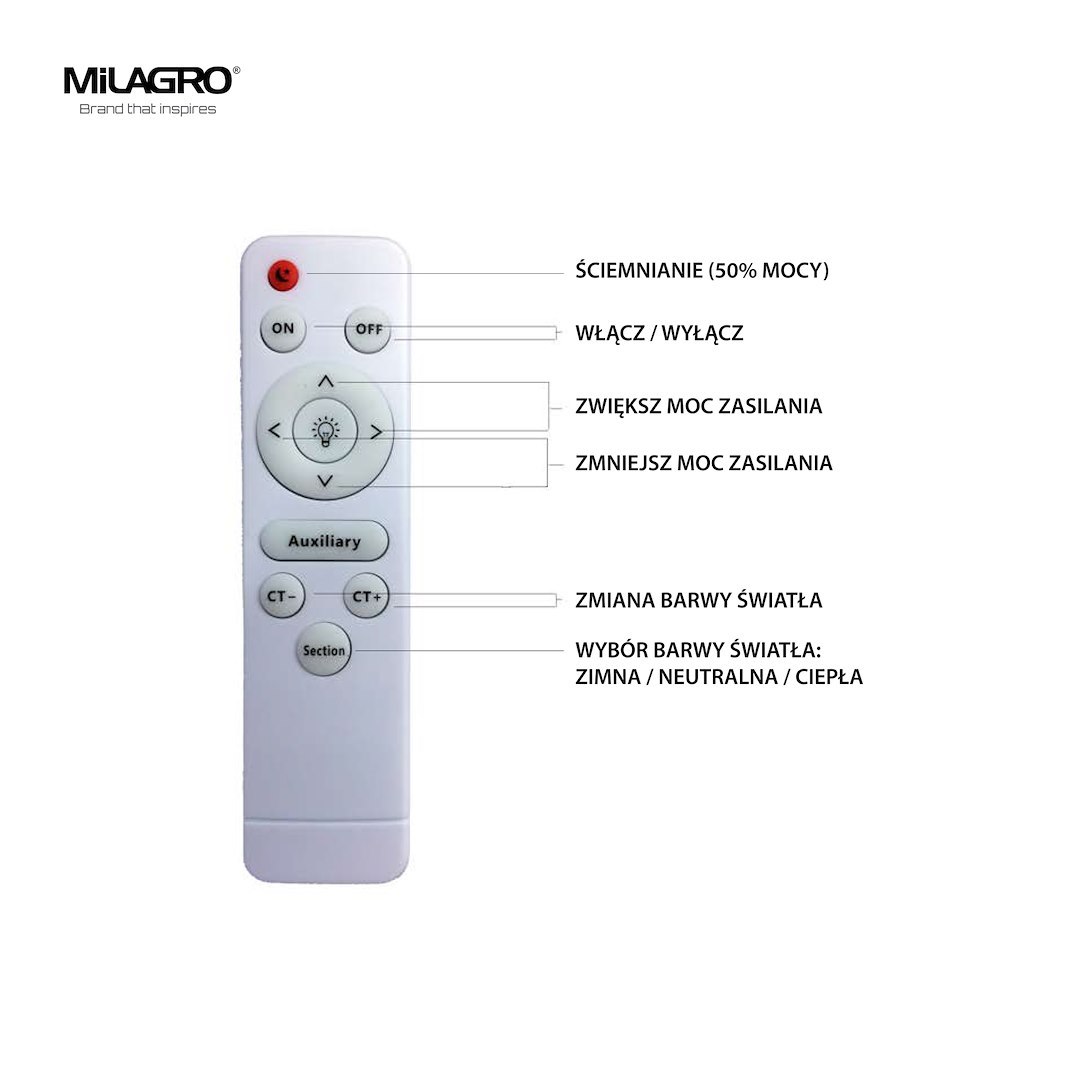 Plafoniera Milagro Gea LED 36W 2520lm 3000K/6000K 230V White Metal & Plastic IP20 [8]