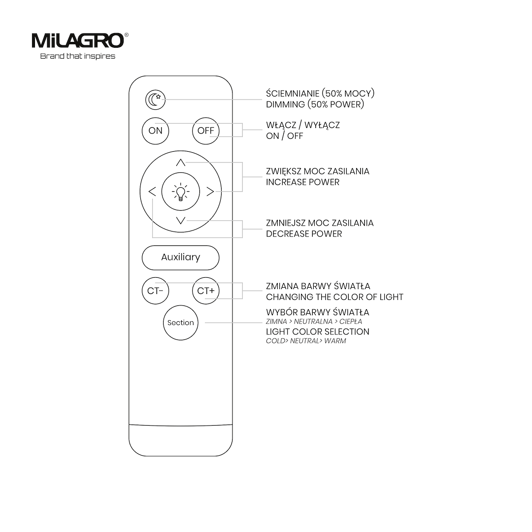 Plafoniera Milagro Optima LED 52W 3640lm 3000K/6000K 230V White Metal & Plastic IP20 [3]