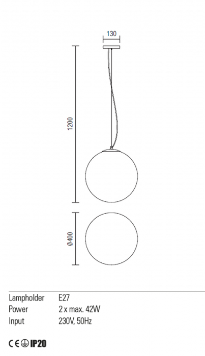 01-1066  Suspensie  REDO OLA, White, E27, 2x42W, IP20 [3]
