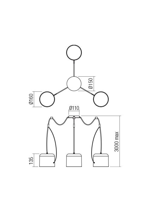 01-1826  Suspensie  REDO DODO, BLACK, E27, 3x15W, IP20 [2]